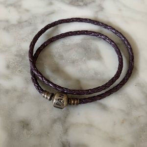 Pandora Purple Leather Wrap Bracelet